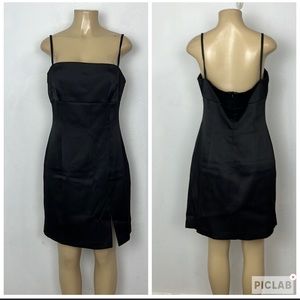 LAUNDRY BY SHELLI SEGAL BLACK SATIN MINI DRESS SIZE 14